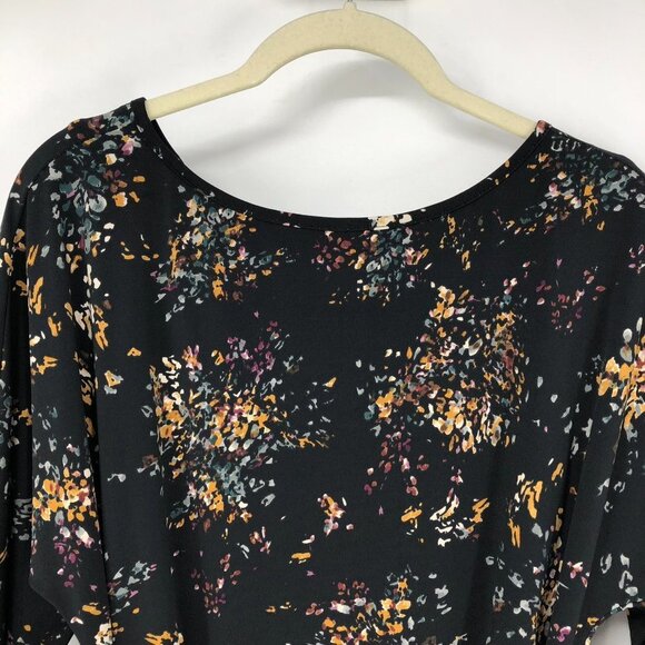Le Chateau Black floral NWT Boatneck 3/4 sleeve midi dress Size XS - Picture 9 of 16